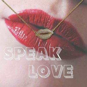 Speak Love Pave Lips Necklace
